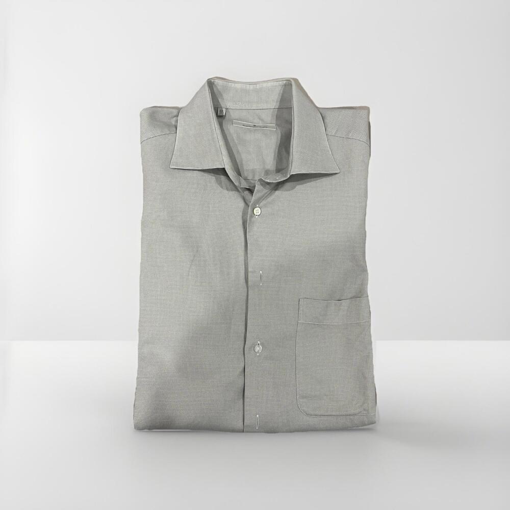 ERMENEGILDO ZEGNA MENS DRESS SHIRT TAN PATTERN 17/43 XL GOOD CONDITION